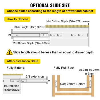 Vevor Drawer Slides With Lock 1 Pair 30 Inch Industrial Drawer Slides Up To 500 Lbs Capacity 3Fold Full Extension Ball Bear