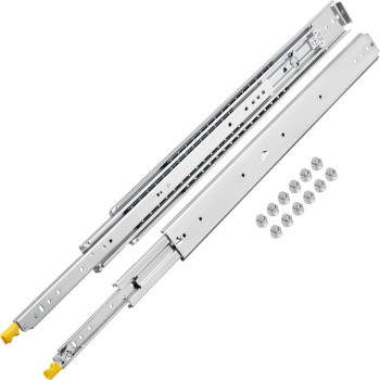 Vevor Drawer Slides With Lock 1 Pair 48 Inch Industrial Drawer Slides Up To 500 Lbs Capacity 3Fold Full Extension Ball Bear