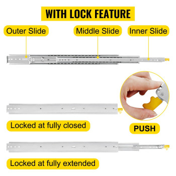 Vevor Drawer Slides With Lock 1 Pair 48 Inch Industrial Drawer Slides Up To 500 Lbs Capacity 3Fold Full Extension Ball Bear