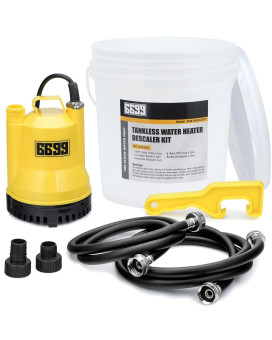 6699 Tankless Water Heater Descaling Flush Kit Includes Submersible Utility Pump With Adapters 3 Gallons Pail With Bucket Lid Op