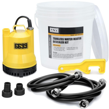 6699 Tankless Water Heater Descaling Flush Kit Includes Submersible Utility Pump With Adapters 3 Gallons Pail With Bucket Lid Op