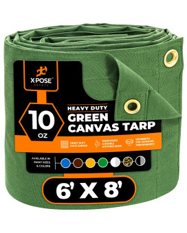 Xpose Safety Canvas Tarp 10Oz Green Canvas Tarps Heavy Duty Water Resistant With Brass Grommets Multipurpose Outdoor Tarpauli