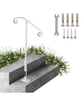 Single Post Handrail White Wrought Iron Post Mount Step Grab Supports Fits 1 Or 2 Steps Grab Rail Single Post Railing