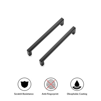 Ravinte 15 Pack 5 Inch Hole Center Solid Slim Square Pulls Matte Black Kitchen Cabinet Handles Square Bar Drawer Handles Flat Bl