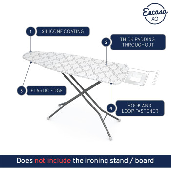 Encasa Ironing Board Covers 14 X 42 Inch Drawstring Tightening With Thick 3 Mm Felt Padding Easy Fit Scorch Resistant Print