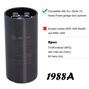 19988A Capacitor Compatible With Genie 12Hp Openers 70 Mfd 220 Vac 60 Hz Garage Door Opener Starting Capacitor Replacement For