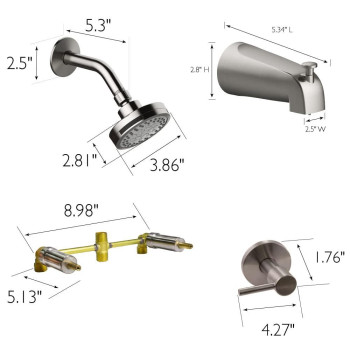 Design House 595736Sn Eastport 2Handle Tub And Shower Faucet Satin Nickel