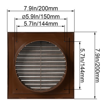 Ecopro Vent Brown 6Inch Inch Ventilation Grille Insideoutside Use Flange 59Inchcover 8Inchx8Inch Air Vent Louver Ex