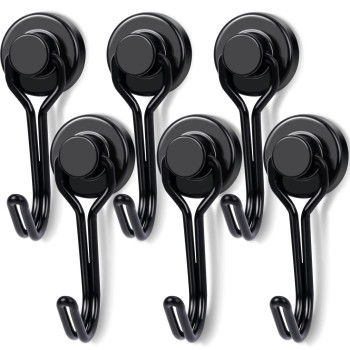 E Bavite Black Swivel Swing 30Lbs Powerful Strong Neodymium Rare Earth Magnetic Hooks Perfect For Refrigerator Kitchen And O