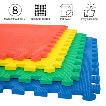 Eva Foam Mat Tiles 4Pack 16 Sq Ft Of Interlocking Padding For Garage Playroom Or Gym Flooring Exercise Mat Or Baby Playma