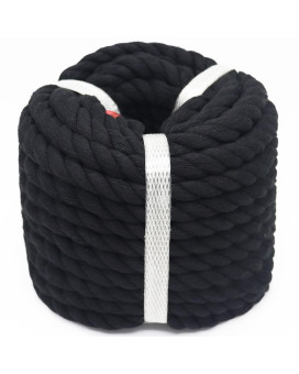 Sinyloo Black Rope 12 Inch 50 Feet Twisted Cotton Rope 100 Natural Thick Rope For Crafts Decoration Wall Hanging