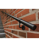 Rothley Industrial Stair Railing Indoor 118Ft Metal Handrail For Indoor Stairs Matte Black Stair Rail Attach To Wall Staircase