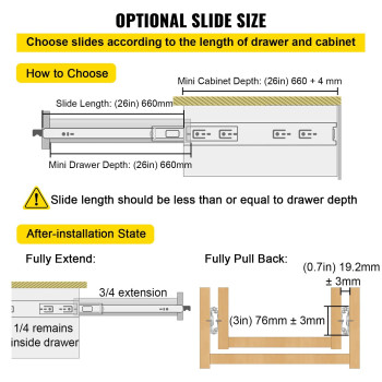 Vevor Drawer Slides With Dual Lock 1 Pair 26 Inch Heavyduty Industrial Steel Up To 500 Lbs Capacity 3Fold Full Extension B