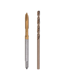 Uxcell M3 X 05 Spiral Point Thread Tap And 25Mm Drill Bit Set Metric Titanium Plated Cobalt High Speed Steel Machine Screw Th