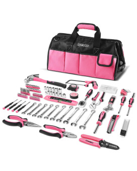 Dekopro Pink Tool Set For Women Ladies Girls 226Piece Household Hand Tool Kit With Wide Mouth Open Storage Tool Bag For Diy H