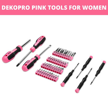 Dekopro Pink Tool Set For Women Ladies Girls 226Piece Household Hand Tool Kit With Wide Mouth Open Storage Tool Bag For Diy H