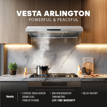 Vesta Arlington 850Cfm Powerful 30Under Cabinet Stainless Steel With Twin Turbo Motors Contemporary Design Delay Shutoff 3 S