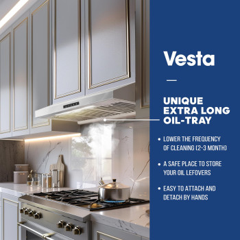 Vesta Arlington 850Cfm Powerful 30Under Cabinet Stainless Steel With Twin Turbo Motors Contemporary Design Delay Shutoff 3 S