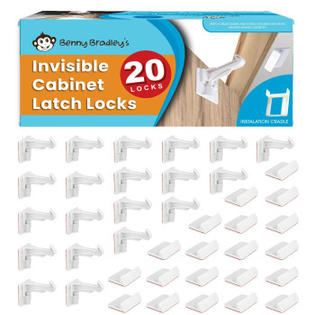 Benny Bradleys Invisible Baby Proofing Cabinet Latch Locks 20 Pack No Drilling Or Tools Required For Installation Works Wi