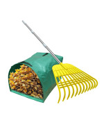 Gardzen 12 Tines Gardening Leaf Rake Lightweight Steel Handle Detachable Ideal Camp Rake Comes With Dustpantype Garden Bag