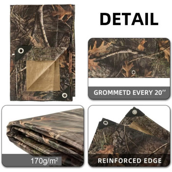 Loogu Heavy Duty Waterproof Tarp Bionic Tree Camo Multi Purpose Poly Cover 10Mil