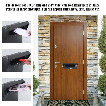 Xydled Door Drop Box For Mail Heavy Duty Mail Boxes With Key Lock 15X12X6 Locking Metal Mailbox Door Mounted Through The