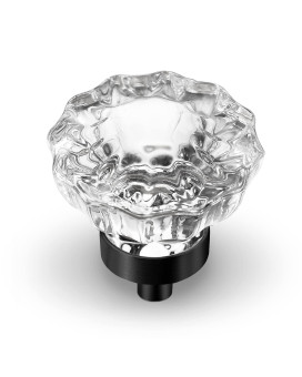 Vehcil Crystal Cabinet Knobs 8 Pack Vintage Cabinet Dresser Knobs Single Hole Matte Black Decorative Drawer Knobs Crystal Knobs