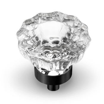 Vehcil Crystal Cabinet Knobs 8 Pack Vintage Cabinet Dresser Knobs Single Hole Matte Black Decorative Drawer Knobs Crystal Knobs