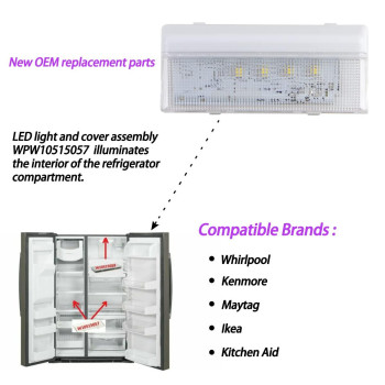 New W10515057 Whirlpool Freezer Light W10515057 Wpw10515057 Compatible With Whirlpool Wrs325Fdam04 Freezer Light Wrs325Fdam