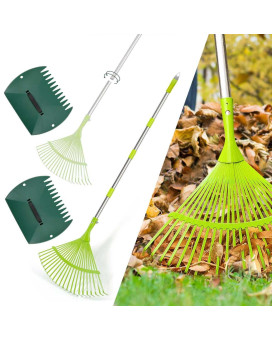 Altdorff Leaf Rake Set 3765Inch Steel Adjustable Garden Rakes For Leaves 15 Wide Lawn Rake With Two Lightweight Leaf Scoopga