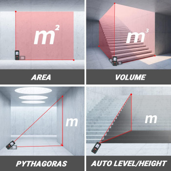 Mileseey G2 200Ft Laser Measurement Tool With 006 Inch Accuracy Distance Area Volume Measure And Pythagoras Portable Handle L