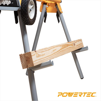 Powertec Portable Miter Saw Stand W Quickrelease Mounting Brackets 330Lbs Load Capacity 8 Wheels And 3Prong Tripple Outle