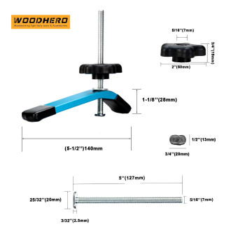 Woodhero T Track Hold Down Clamps Ideal Gifts For Woodworkers Men Unique 4Pcs Middle Size 512 L X 118 W Light Blue