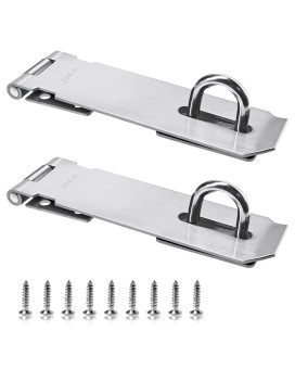 2Pcs Stainless Steel Gate Lock Hasp Safety Packlock Clasp Hasp Lock Set Door Locks Hasp Latch For Doors Cabinets Closets And