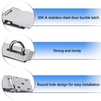 2Pcs Stainless Steel Gate Lock Hasp Safety Packlock Clasp Hasp Lock Set Door Locks Hasp Latch For Doors Cabinets Closets And