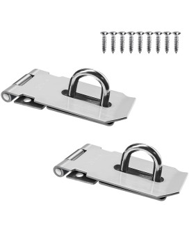 2Pcs Stainless Steel Gate Lock Hasp Safety Packlock Clasp Hasp Lock Set Door Locks Hasp Latch For Doors Cabinets Closets And