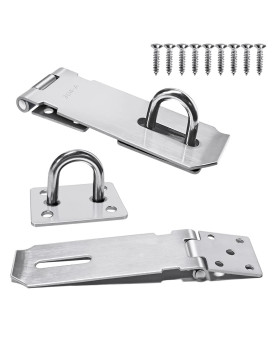 2Pcs Stainless Steel Gate Lock Hasp Safety Packlock Clasp Hasp Lock Set Door Locks Hasp Latch For Doors Cabinets Closets And