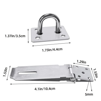 2Pcs Stainless Steel Gate Lock Hasp Safety Packlock Clasp Hasp Lock Set Door Locks Hasp Latch For Doors Cabinets Closets And