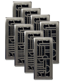 Decor Grates Adh410Nkl8 Art Deco Floor Register 4X10Multipack Brushed Nickel Finish 8 Pack