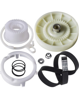 Bluestars Upgraded W10721967 W10006384 Pulley Clutch Kit With Drive Belt Compatible With Whirlpool Washers Replaces W10006