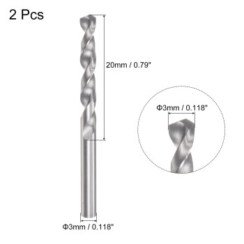 Uxcell Solid Carbide Drill Bits 3Mm C2K20 Tungsten Carbide Jobber Drill Bits Straight Shank Drilling Tool For Stainless Steel