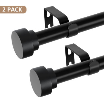 Black Curtain Rods For Windows 72 To 144 Inch612Ft2 Pack 1 Inch Diameter Heavy Duty Curtain Rods Ceiling Wall Mount Window