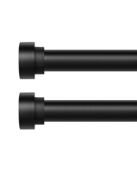 Black Curtain Rods For Windows 48 To 84 Inch47Ft2 Pack 1 Inch Diameter Heavy Duty Curtain Rods Ceiling Wall Mount Window R