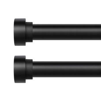 Black Curtain Rods For Windows 48 To 84 Inch47Ft2 Pack 1 Inch Diameter Heavy Duty Curtain Rods Ceiling Wall Mount Window R