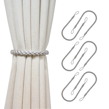 Hiastra Curtain Tiebacks Ropes 6Pcs Decorative Handmade Tie Backs Curtain Holdbacks Holders Cord For Window Sheer Drapes Indoor