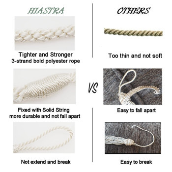 Hiastra Curtain Tiebacks Ropes 6Pcs Decorative Handmade Tie Backs Curtain Holdbacks Holders Cord For Window Sheer Drapes Indoor