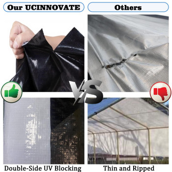 Ucinnovate 10 X 10 Heavy Duty Waterproof Whiteblack Reversible Tarp Durable 14 Mil Tarp Cover With Grommets Uv Resistant Re