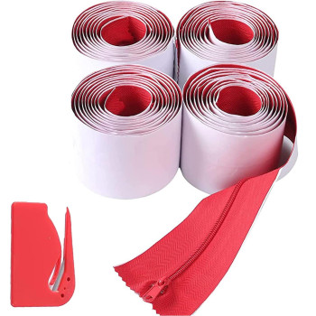 4Pack Heavyduty Dust Protector Zipper Red Selfadhesive Instant Door Zipper 7 Ft Long X 3 In Wide Zipper Includes 4