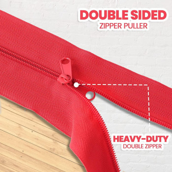 4Pack Heavyduty Dust Protector Zipper Red Selfadhesive Instant Door Zipper 7 Ft Long X 3 In Wide Zipper Includes 4