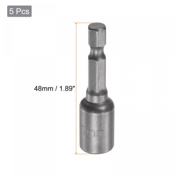 Uxcell Quickchange Nut Driver Bit 14 Hex Shank 7Mm Magnetic Nut Setter Drill Bits 189 Length Metric 5 Pcs